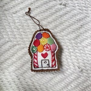 Vintage Gingerbread House Gumdrop Felt‎ Christmas Decoration Hand stitched Candy